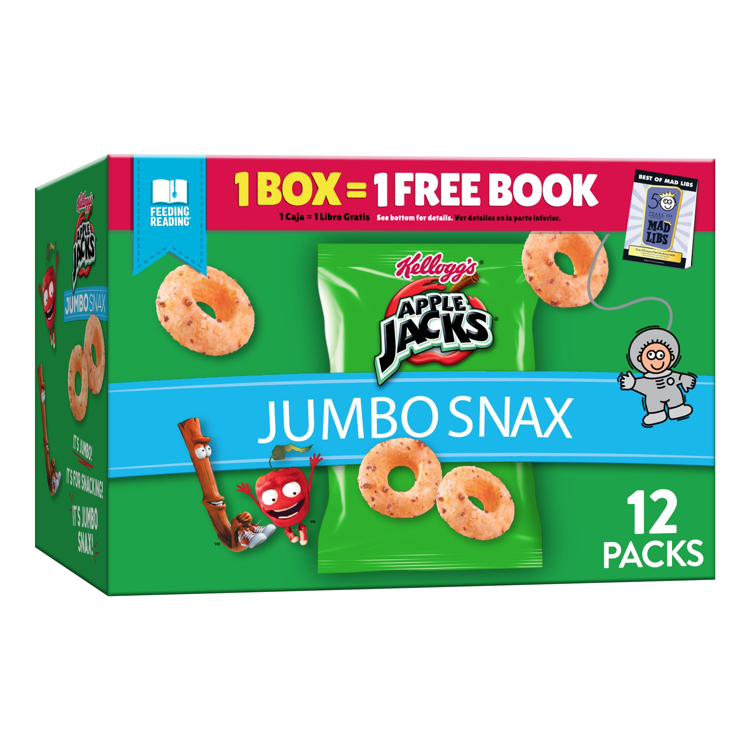 Kellogg's Apple Jacks Jumbo Snax Cereal Jumbo Size, 0.45 oz, 12 count