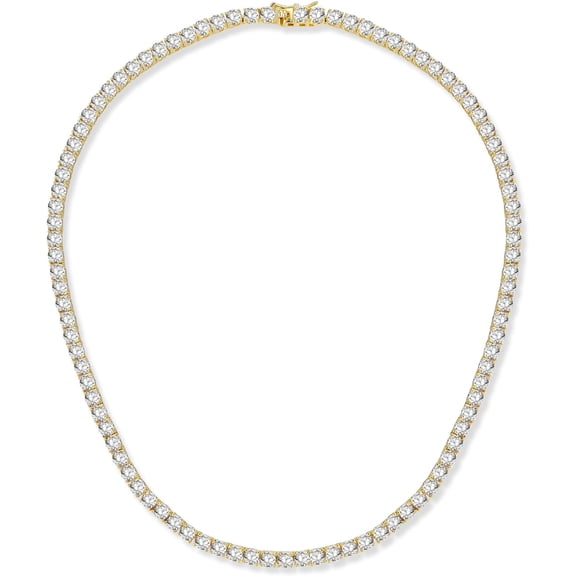 SUETOR 4.0mm CZ Tennis Necklace, 18K White/Yellow Gold Plated 4.0mm Round Cubic Zirconia Classic Tennis Necklace 16-24 Inches
