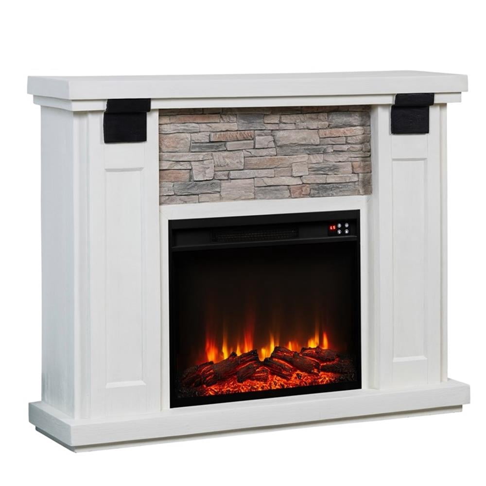 LIVILAND 48" Magnesium Oxide Freestanding Electric Fireplace with Mantel - White
