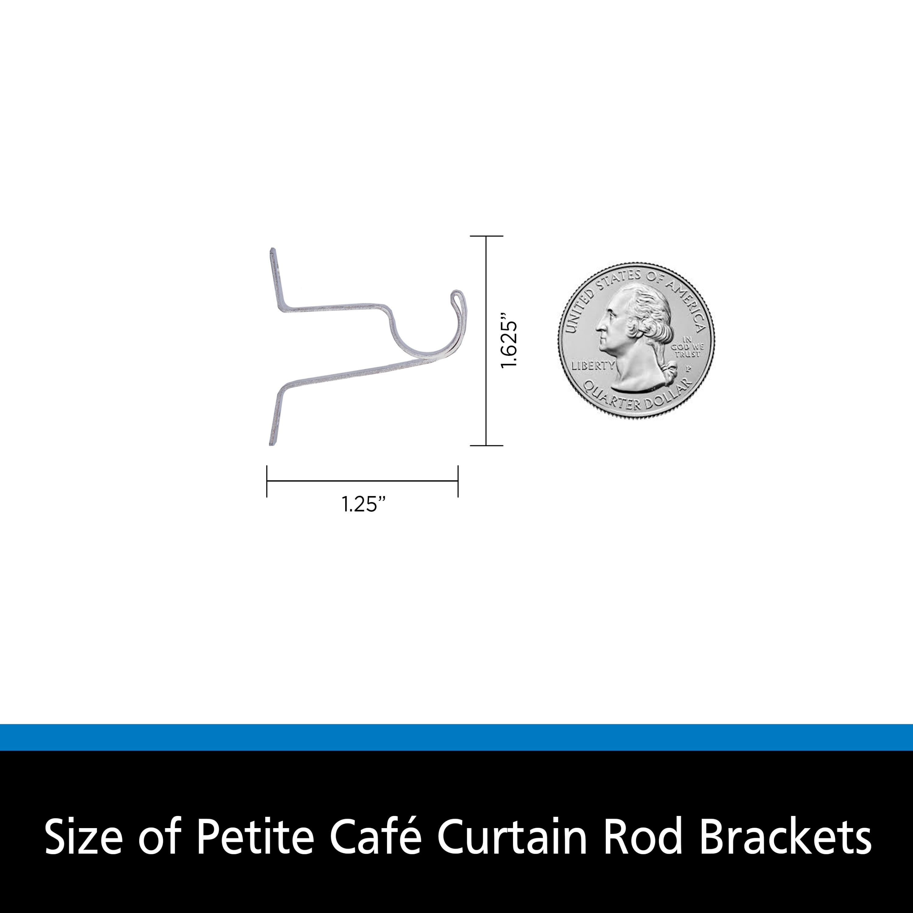 Mainstays 7/16" Petite Café Metal Curtain Mounting Brackets, Set of 2, Nickel