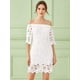 thumbnail image 4 of Vestido PRETTYGARDEN Blanco Medio con Hombros Descubiertos y Encaje Floral, 4 of 8