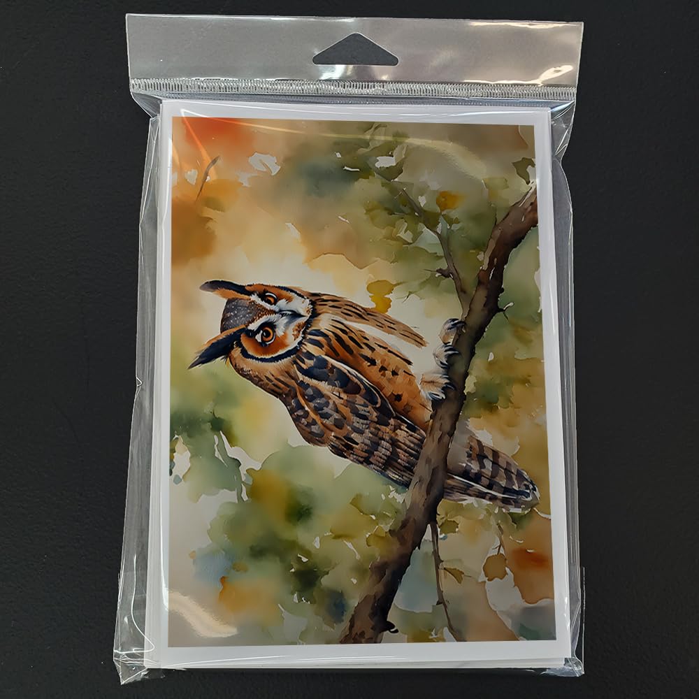 Long-Eared Owl Greeting Cards Pack of 8 7 in x 5 in