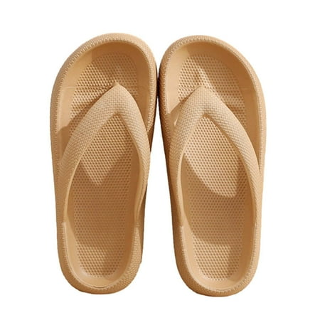 

Funicet Slides for Women Couples Outside Wear Flip-flops Clip Toe Outdoor EVA Casual Flat Sandals Soft Soled Slippers Indoor Bathroom Shoes Khaki 44-45