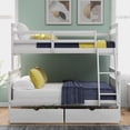 thumbnail image 3 of Twin Over Full Bunk Bed with Two Storage Drawers, Ladder and Safety Guardrail for Kids Teens Adult, Wood Bunk Bed Frame for Bedroom Guest Room, White 78.7''Lx76.3''Wx62.3''H, 3 of 7