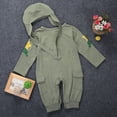 thumbnail image 5 of Newborn Baby Boys Kids Fly Polit Army Green Long Sleeve Rompers+Cap Hat Outfits, 5 of 5