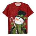 thumbnail image 5 of larppty Women Crew Neck Cute Snowman with Hat Graphic Fall Shirts Casual Christmas Tee Family Tops (Brick Red, L), 5 of 7