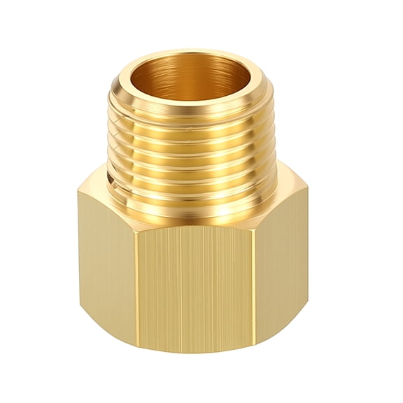 Uxcell 1 Pack Brass Pipe Fittings, M14*1.5 FeMale to M14*1.5 Male Brass Pipe Extension Connectors, Reducing Adapters for Air, Oil, LP