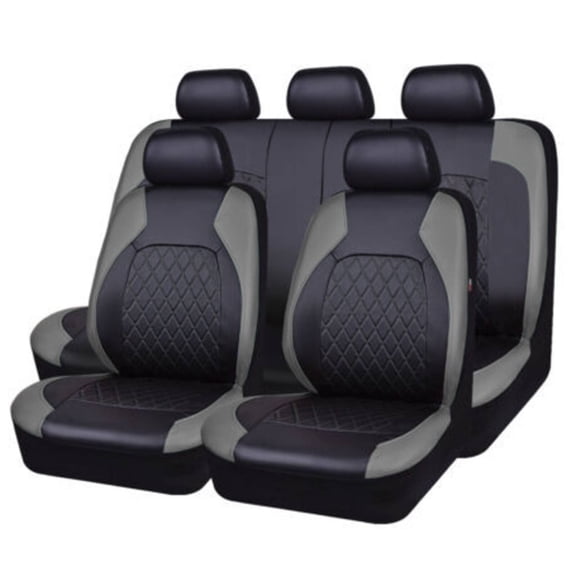 AUQ 3Pcs Car Seat Covers,Leather Car Seat Cover,Cubre Asientos Para Autos,Gray