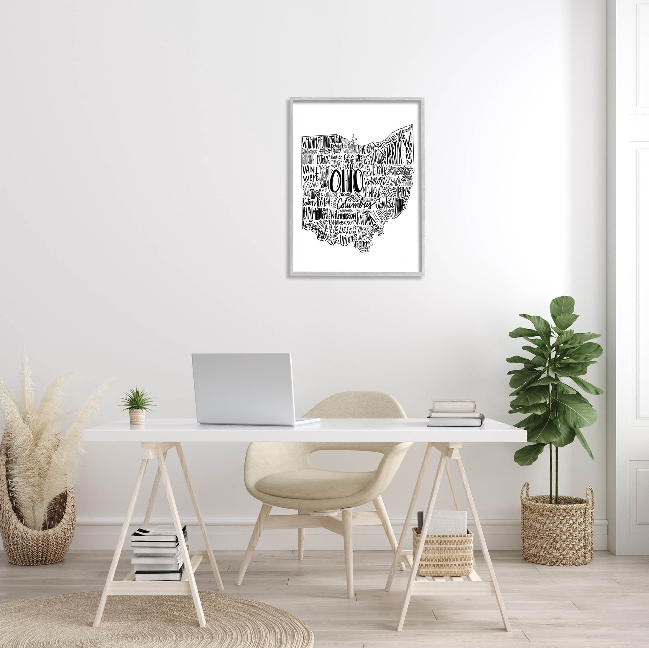 Stupell Industries Typography Cities Ohio State Graphic Art Gray Framed Art Print Wall Art, Design by The Saturday Evening Post