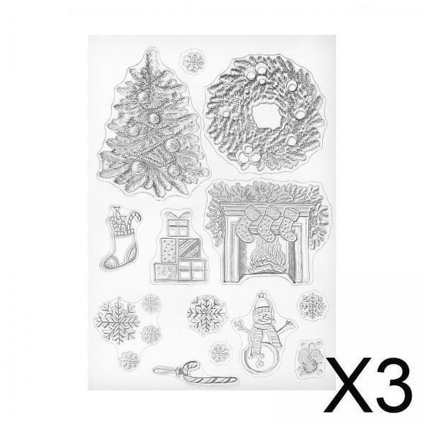 Sellos transparentes,Sellos transparentes navideños para hacer tarjetas,álbumes de recortes,Sellos de silicona Sellos artísticos Álbum de fotos decorativo,Fondo de diario Elaboración de