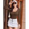 thumbnail image 3 of Ekouaer Womens Long Sleeve Shirts Square Neck Slim Fit Basic Tops Ribbed Thermal Undershirts Layering Tee, 3 of 6