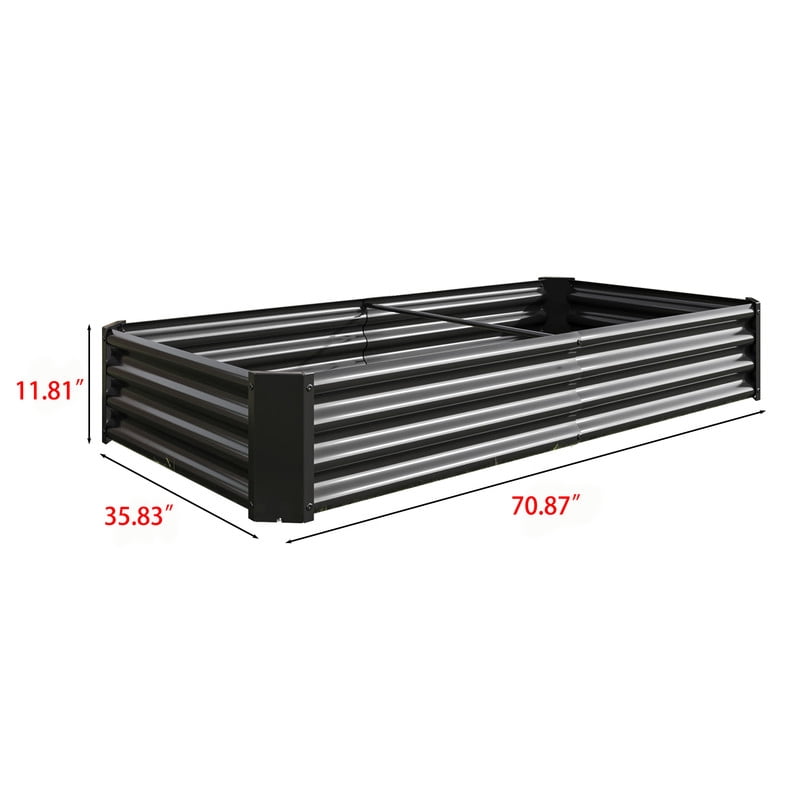 Galvanized Raised Garden Bed for Vegetables, 6×3×1ftPlanter Raised Garden Boxes Outdoor,Metal Raised Garden Beds Steel Kit for Vegetables Flower, 2PCS