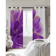 thumbnail image 3 of Purple Gold Blackout Curtains 54 Inches Long for Bedroom, Abstract Flower Ombre Aesthetics Paint Thermal Insulated Room Darkening Black Out Window Curtain Panels Grommet Drapes for Living Room, 3 of 8