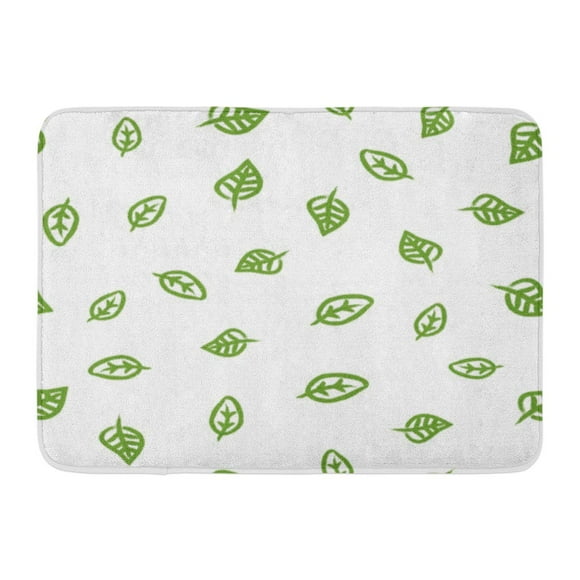 YUSDECOR Color Abstract Leaves with Brush Green Plant Scattered on White Sketch Ink Watercolor Graffiti Bio Colour Rug Doormat Bath Mat 23.6x15.7 inch
