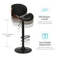 thumbnail image 6 of Costway Set of 2 Bentwood Barstool Mid-Century Adjustable Swivel PU Leather Curved Back, 6 of 12