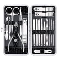thumbnail image 1 of Juego de cortaúñas, cortadores de uñas y uñas de los pies, kit de manicura y pedicura, 18 piezas, kits de aseo profesional de acero inoxidable, herramientas para el cuidado de las uñas con lujoso estu, 1 of 5