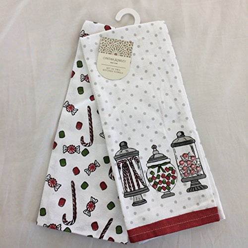 Details about   Cynthia Rowley Christmas Holiday Dish Towel Set Vintage Retro Style Bear/Otter