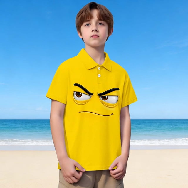 Chemise d'Été Décontractée à Manches Courtes pour Garçons, Imprimé Gentleman, pour Enfants et Adolescents