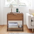 thumbnail image 4 of Wirrytor Modern Nightstand Set of 2 with USB charging, Wide Wood Bedside Table w/ Storage Drawers, Mid Century End Table for Bedroom, Living Room,Curved Profile Design,Walnut, 4 of 9
