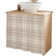 thumbnail image 2 of Buffalo Plaid Cabinet Curtains 35"W x 35"L, Sand Beige Cream Farmhouse Gingham Striped Sink Skirt for Bathroom Vanity Kitchen Self Adhesive, Dust-Proof Privacy Curtain for Shelves Closet Laundry Room, 2 of 9