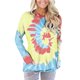 thumbnail image 1 of Sudadera con efecto tie-dye roja para mujer, de manga larga y cuello redondo, talla XXL, 1 of 6