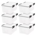 thumbnail image 1 of 18 L Caja de Almacenamiento de Plástico con Tapa Duradera y Cierre Seguro, 6 Paquetes, Mantiene Alejados a los Insectos, el Polvo y la Humedad, Transparente/Negro, 1 of 7