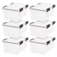thumbnail image 1 of 18 L Caja de Almacenamiento de Plástico con Tapa Duradera y Cierre Seguro, 6 Paquetes, Mantiene Alejados a los Insectos, el Polvo y la Humedad, Transparente/Negro, 1 of 7