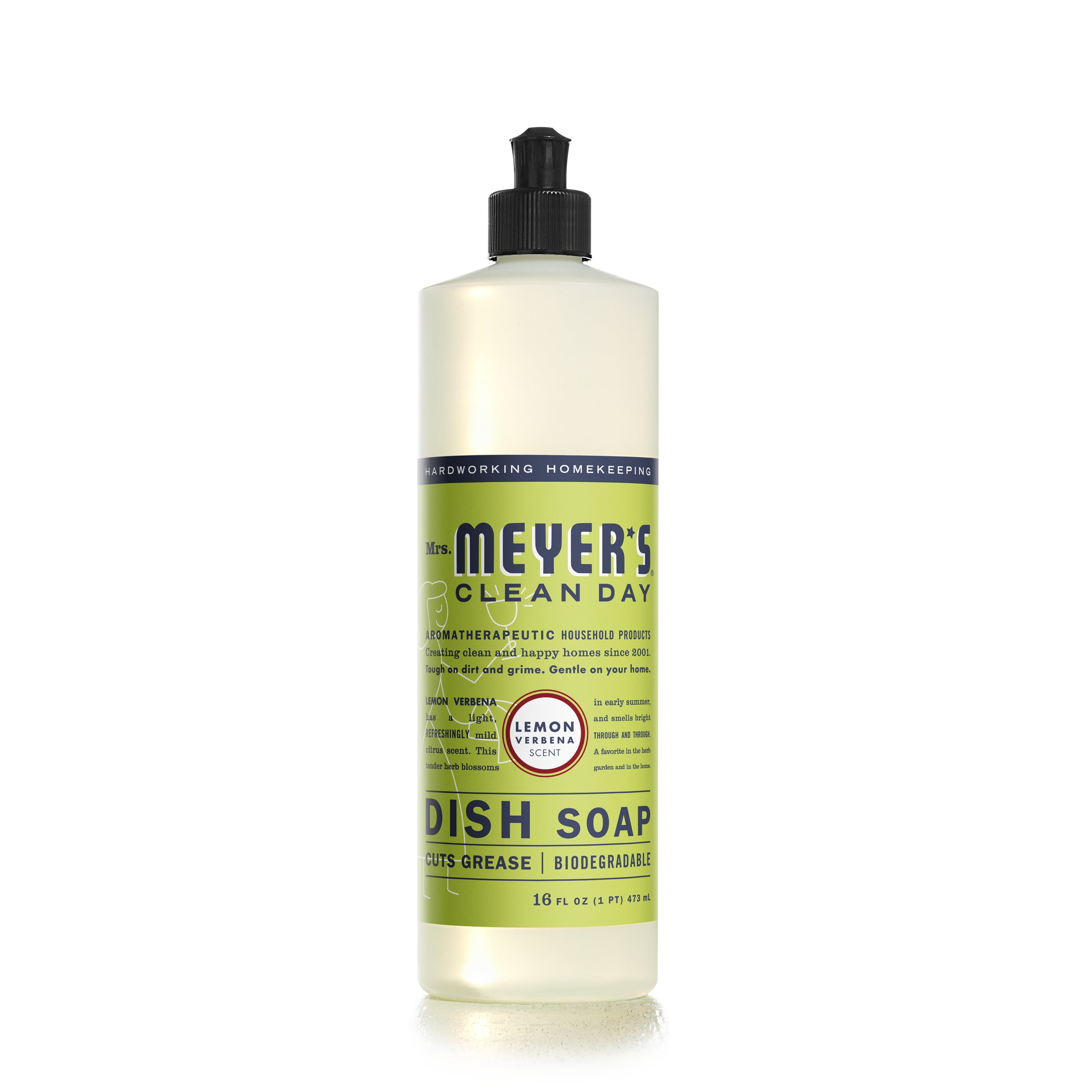 Mrs. Meyer's Clean Day Liquid Dish Soap, Lemon Verbena Scent, 16 Fluid Ounce, 6 Count