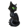 thumbnail image 4 of Witchcraft Mystical Curling Black Cat Green Eyes Sitting Halloween Figurine, 4 of 9