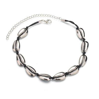 Heavy Set Necklace - TURNTABLE LAB Shell Choker Necklace for Women Seashell Necklace Statement Adjustable Sea Shell Pendant Cord Bib Collar Necklace Bracelets Set Hawaiian Jewelr