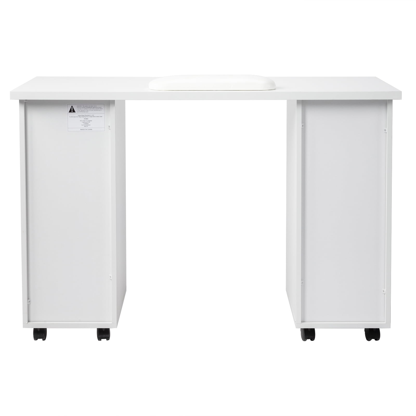 Double Edged Manicure Nail Table with Drawer, White