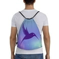 thumbnail image 2 of Drawstring Backpack, Men Ladies Waterproof Sports Backpack Gym Bag-Hummingbird Silhouette Pattern-Small Size, 2 of 8