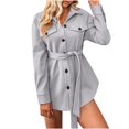 thumbnail image 4 of Lilgiuy Women Solid Color Casual Long Sleeve Loose Lapel Cardigan Jacket Coat With Belt Winter Dresses for 2022, 4 of 5