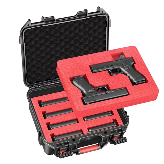 Kinghardcase TSA Certified Hard Equipment Case for 9mm Compact Models, Glock Compatible, IP67 Waterproof, Shockproof, DIY Foam, Lockable