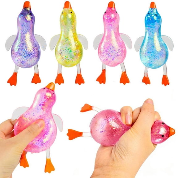KRONDO Squishies Glitter Ducks,Cute Duck Squish-y Sugar Stress Ball,Soft Duck Stress Balls Moldable Slow Rise Relaxing Sensory Fidget Stress for Anxiety Relief,Random Color