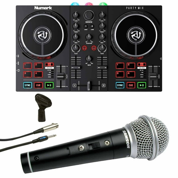 Numark Party Mix II DJ Controller with Multi-Purpose Microphone Package