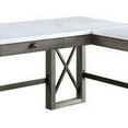 thumbnail image 3 of L Shape Writing Desk with Marble Lift Top and Sled Base Gray and White, 3 of 6