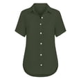 thumbnail image 5 of Women's Summer Short Sleeve Button Up Shirt Tops Blouses Tunics Plaid Pattern Flared Hem Loose Fit Casual Daily Wear Vacation Beach Streetwear Fashion Essential Gift for Women, 5 of 7