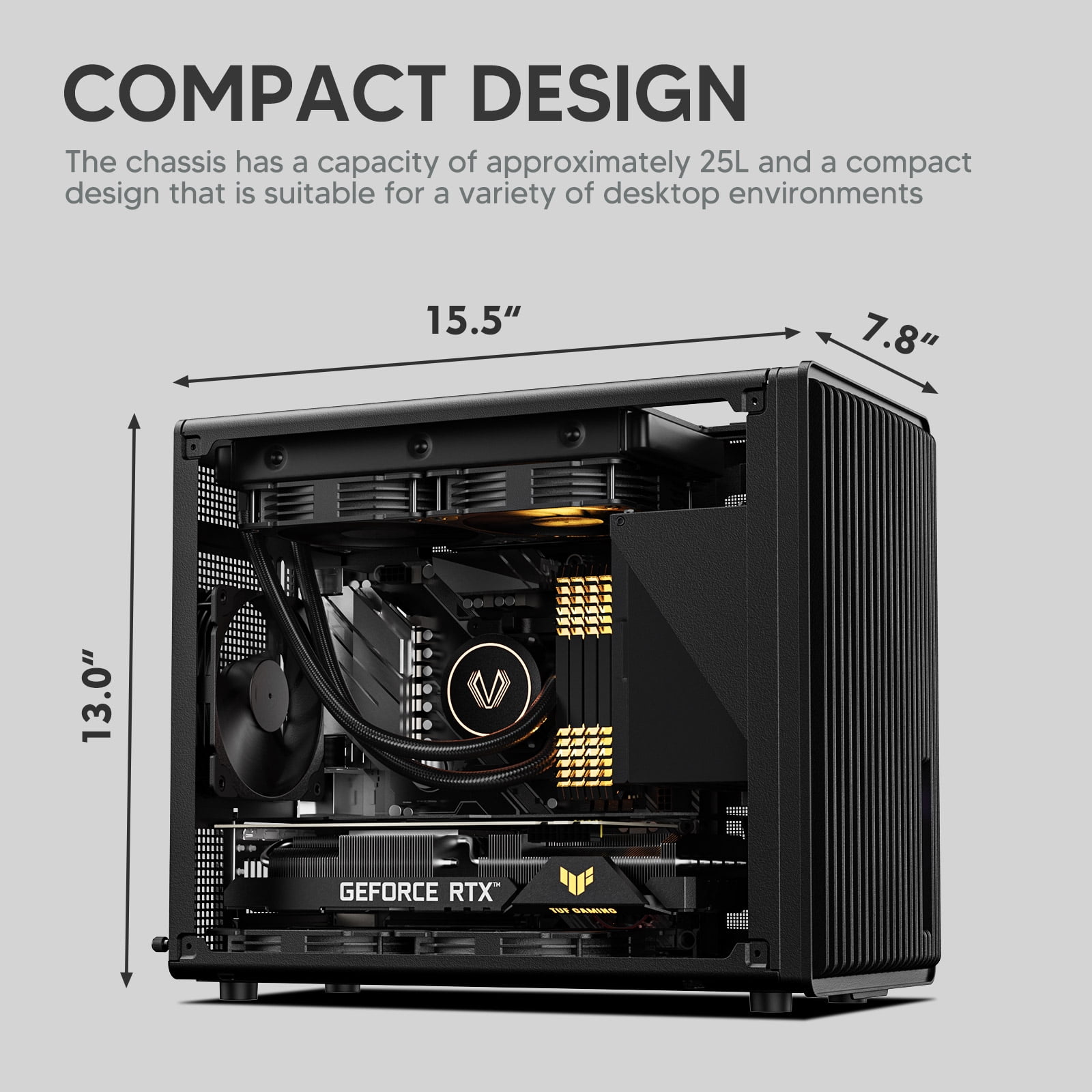 Vetroo M06 Micro-ATX/Mini-ITX Gaming PC Case, Compact High Airflow Mesh Mid Tower, Supports 5×120mm Fans & 240mm Liquid Cooling, GPU Up to 355mm, Adjustable PSU Mount, USB Type-C I/O - Black