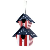 16" Americana 2 compartment Wood Birdhouse