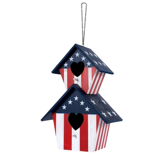 16" Americana 2 compartment Wood Birdhouse