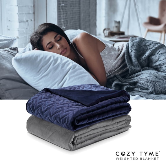 Cozy Tyme Davu Weighted Blanket - 20 Pound Quilted Cover 72"x 80" Navy