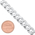 thumbnail image 3 of 9mm Large Rhodium Plated Flat Cuban Link Curb Chain Necklace, 36 inches, 3 of 7
