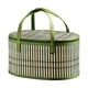 thumbnail image 1 of Canasta de canasta de bambú tejida con manijas dobles Organizador de recipientes de huevos Bin Canasta de bambú con tapa para bocadillos para acampar verde S, 1 of 9