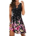 thumbnail image 6 of Clearance! Hontri Dresses for Women 2024 Women Summer Casual Sleeveless Floral Print Hollow Out V Neck Sundress Loose Beach Dress Womens Dresses Pink,S, 6 of 9