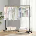 thumbnail image 3 of Mr IRONSTONE Heavy Duty Clothes Rack, 400 LBS Rolling Garment Rack with Wheels, Commercial Portable Closet Organizer, Black, 3 of 10
