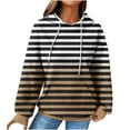 thumbnail image 2 of Women's Sweatshirt Women'S Winter Hooded Sweatshirt Loose Casual Striped Print Round Neck Hooded Long Sleeve Sweatshirt，Sweatshirts for Women Trendy Crewneck Sweatshirt, 2 of 5