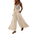 thumbnail image 4 of Dresfit Wide Leg Pants Woman Palazzo Linen Pants Summer 2026 Flowy Baggy Pant Loose Strech Plus Size Lounge Trousers with Pockets L, 4 of 6