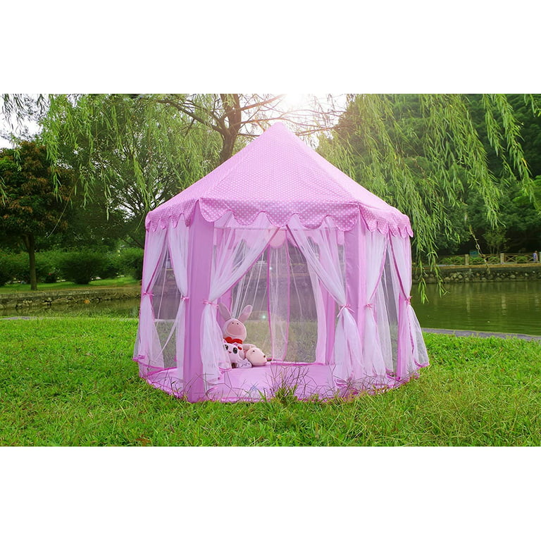 Monobeach Princess Tent Girls Large Playhouse Kids Castle Play Tent with  Star Lights Toy for Children Indoor and Outdoor Games, 55'' x 53'' (DxH)