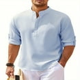 thumbnail image 1 of Hawaiian Seersucker Cardigan Men‘s Button Down Long Sleeve Plus Size Shirt, 1 of 5